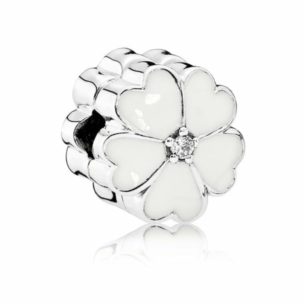 Pandora Retired Mother's Day White Primrose Flower Clip Charm